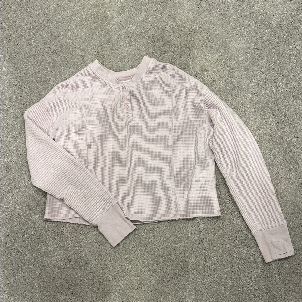 Athleta Girl Waffle Knit Long Sleeve Tee - Soft Pink